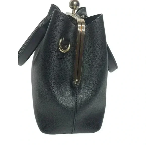 Dune London Faux Pebbled Leather black Medium Tote Bag gold hardware - Picture 2 of 9